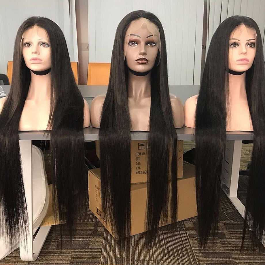 30 Inch HD Straight Long Human Hair Lace Front Wig