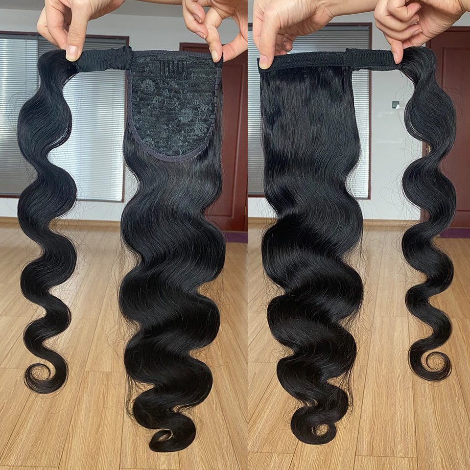 Brazilian Body Wave Pony Tail Clip In Extensions 120g