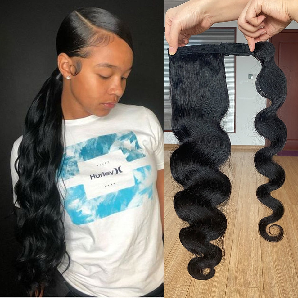 Brazilian Body Wave Pony Tail Clip In Extensions 120g