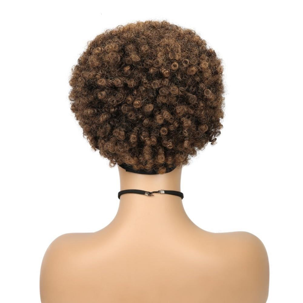 Short Afro Headband Curly Wig Human Hair Head Wrap Wig