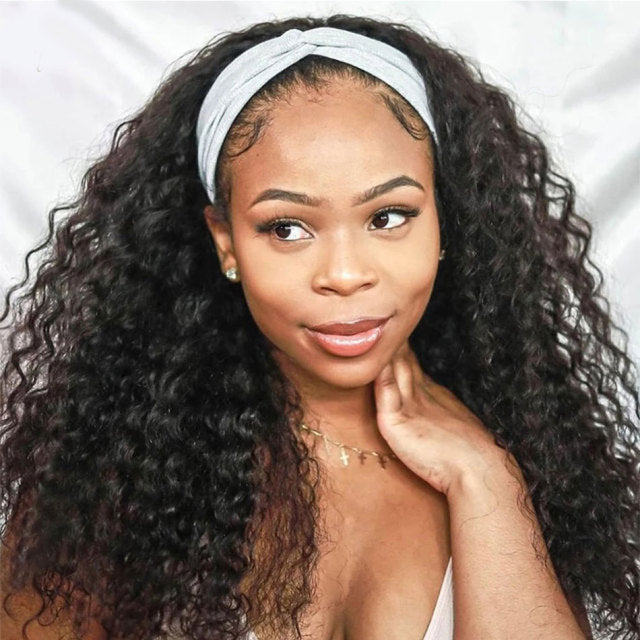 Body Wave Headband Human Hair Headband Wigs