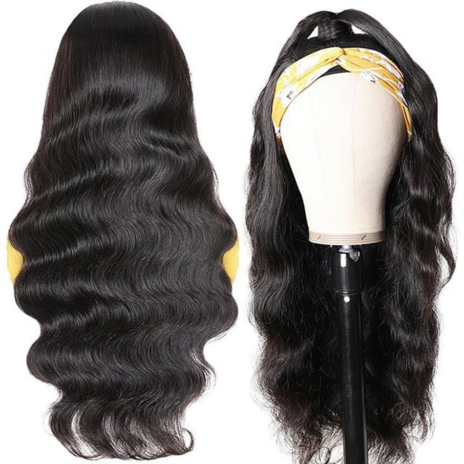 Body Wave Headband Human Hair Headband Wigs