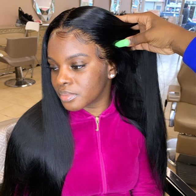 613 30inch Long Straight Human Hair Lace Front Wig |Natural Color