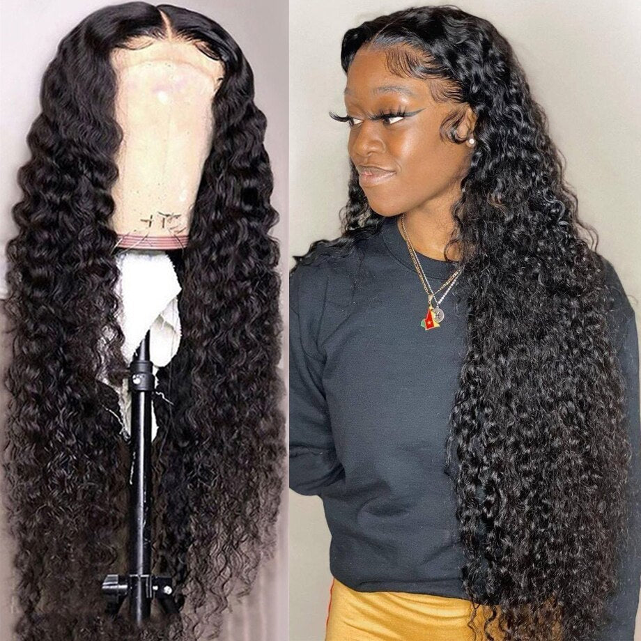 30Inch Deep Water Wave Transparent Lace Wig|13x4 Curly Human Hair Wigs