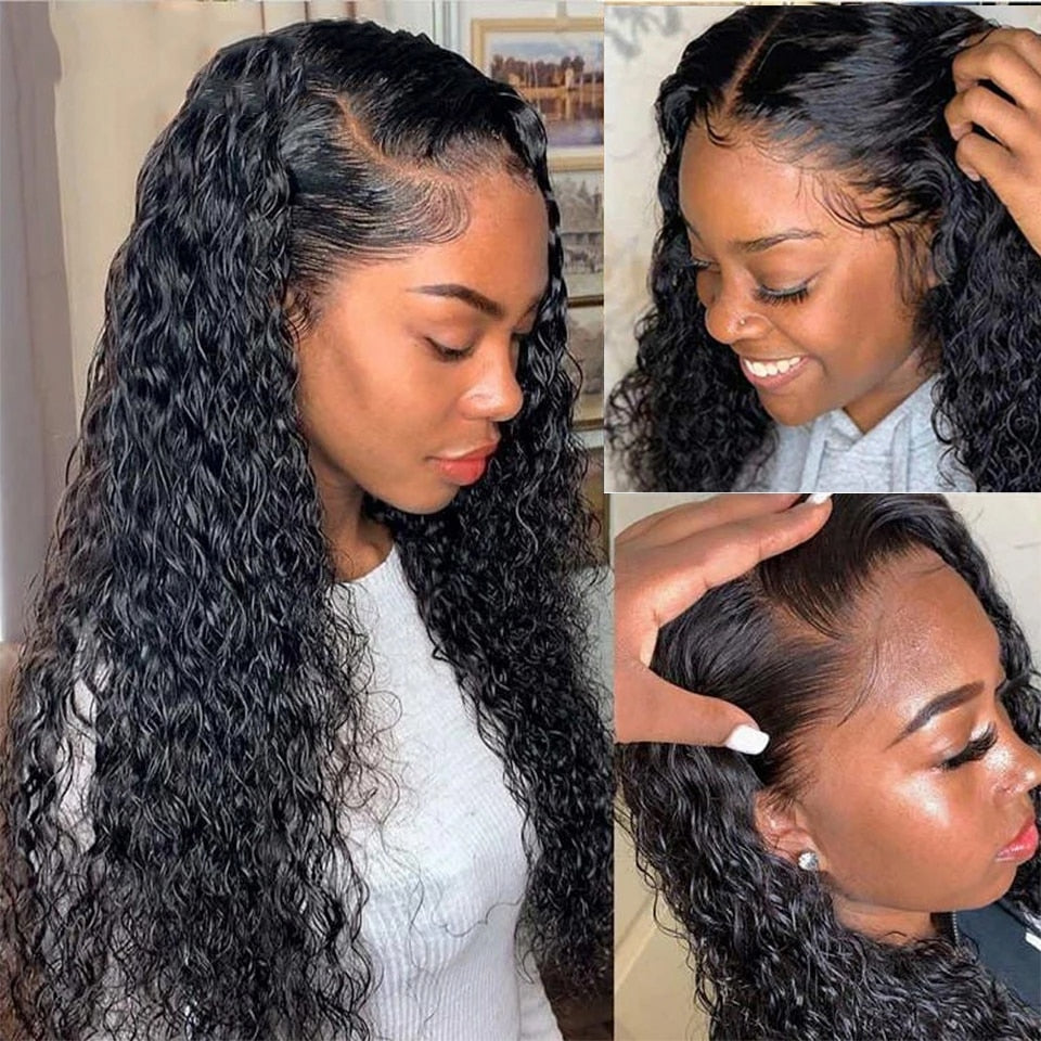 30Inch Deep Water Wave Transparent Lace Wig|13x4 Curly Human Hair Wigs