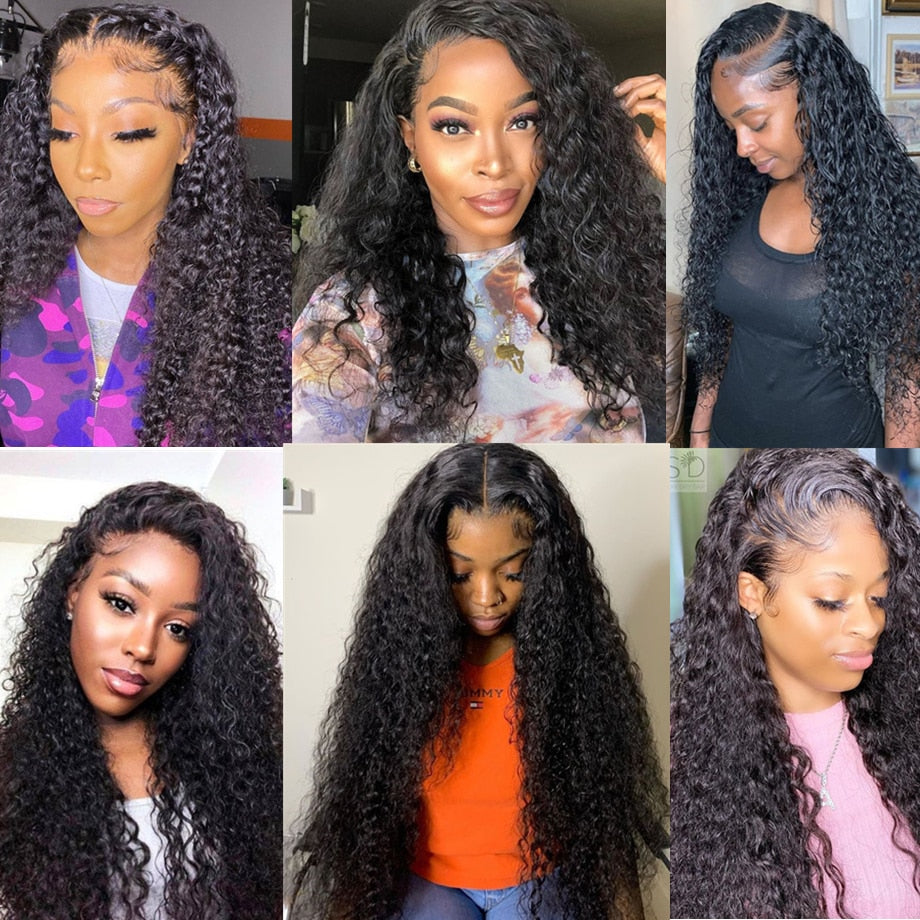 30Inch Deep Water Wave Transparent Lace Wig|13x4 Curly Human Hair Wigs