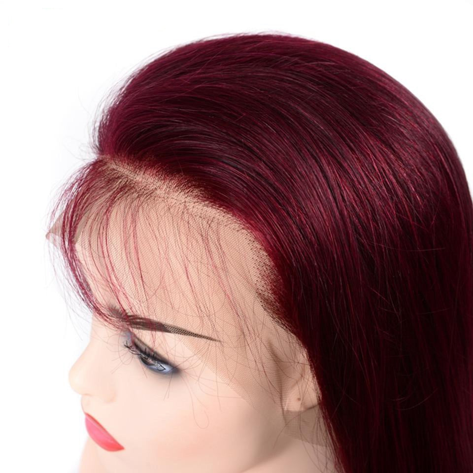Burgundy 13x4 HD Transparent Lace Front Human Hair Wigs