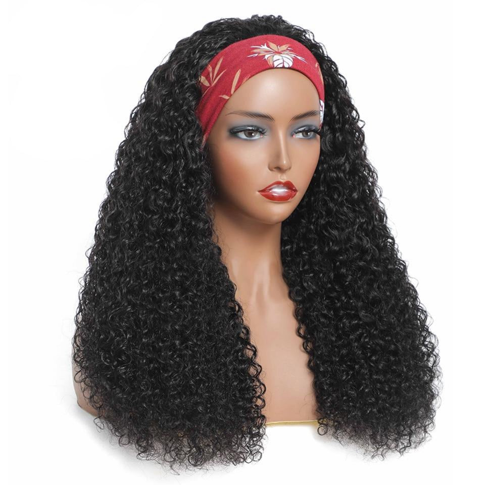 Brazilian Kinky Curly Hair Headband Human Hair Wigs