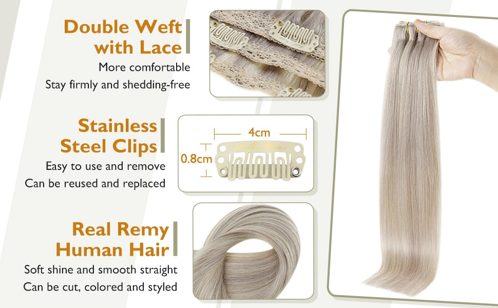 Ombre Color Human Hair Extensions 50 Grams Clip In Hair