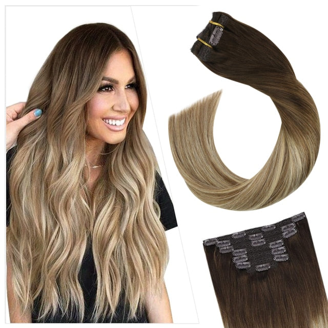 Clip in Human Hair Extensions Full Head 100g | 7 Pieces 100g/7Pcs Set