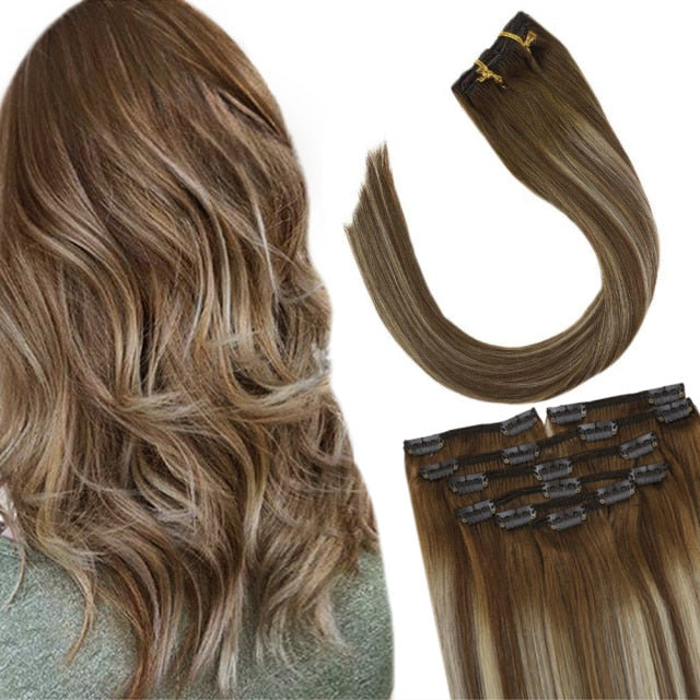 Clip in Human Hair Extensions Full Head 100g | 7 Pieces 100g/7Pcs Set