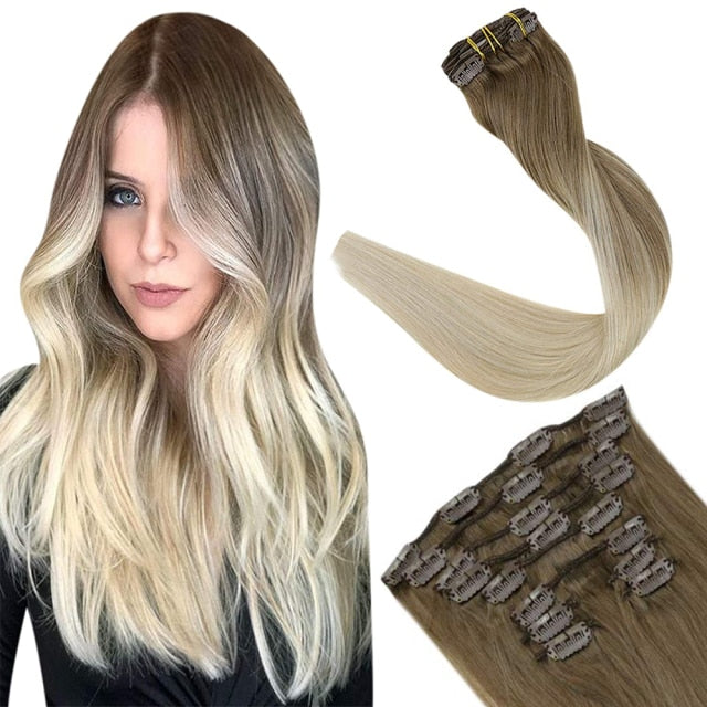 Clip in Human Hair Extensions Full Head 100g | 7 Pieces 100g/7Pcs Set