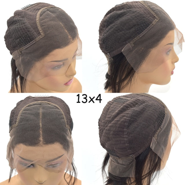 Orange Long Body Wave 13x4 Lace Front Human Hair Wigs