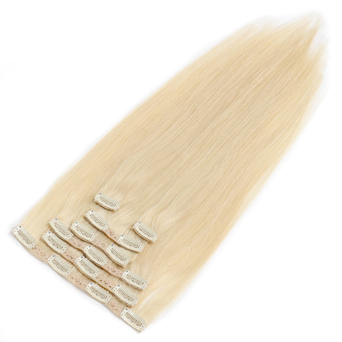 20" Straight Natural Human Hair Extensions Clip in 140g