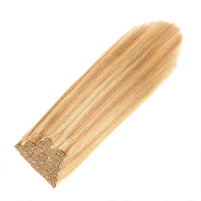 20" Straight Natural Human Hair Extensions Clip in 140g