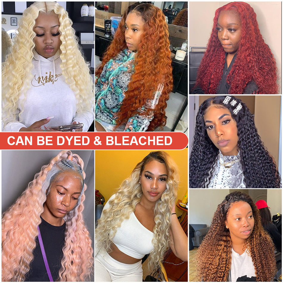34Inch Long Deep Water Wave HD Lace Frontal Human Hair Wig For Women