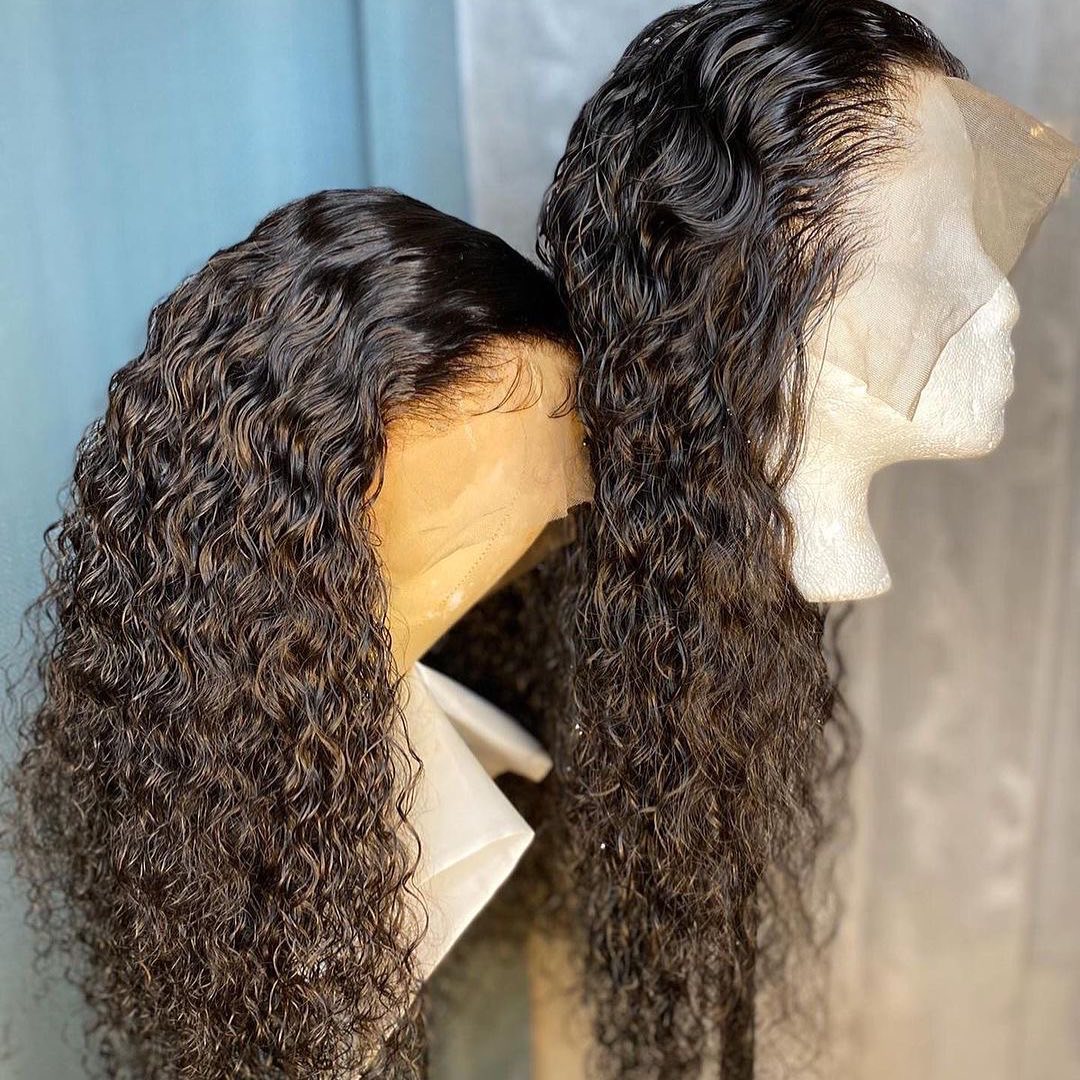 30 40 Inch Deep Wave Frontal Wig Curly Human Hair Wigs