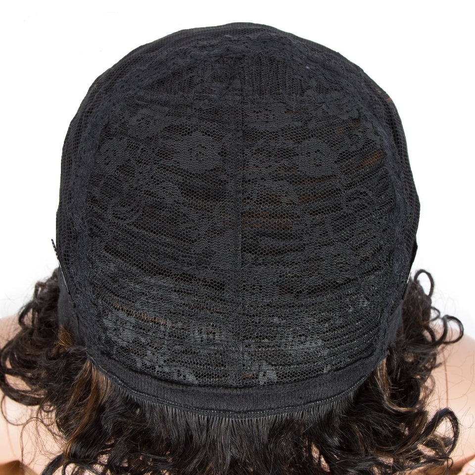 Jerry Curl Short Bob Ombre Colored Human Hair Wigs