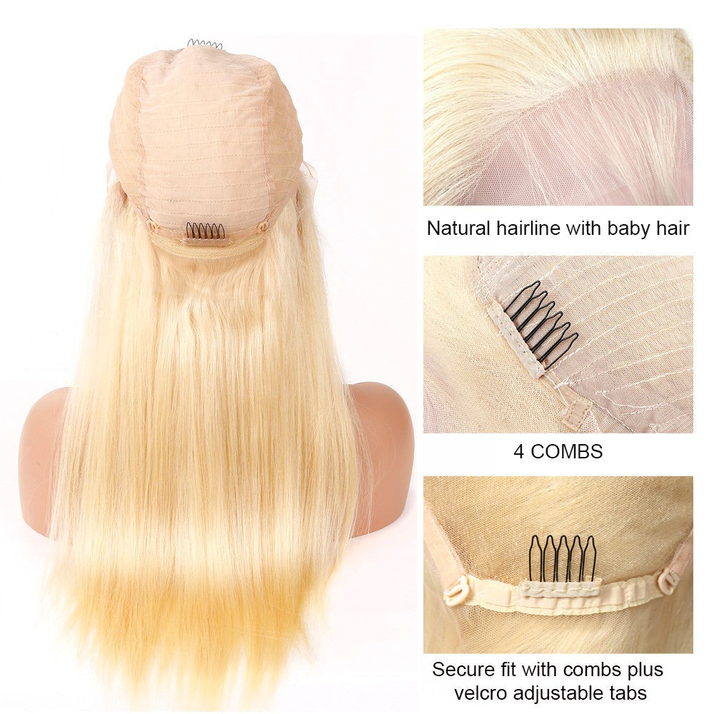 Straight 613 Blonde Brazilian Human Hair Lace Front Wigs |42inch