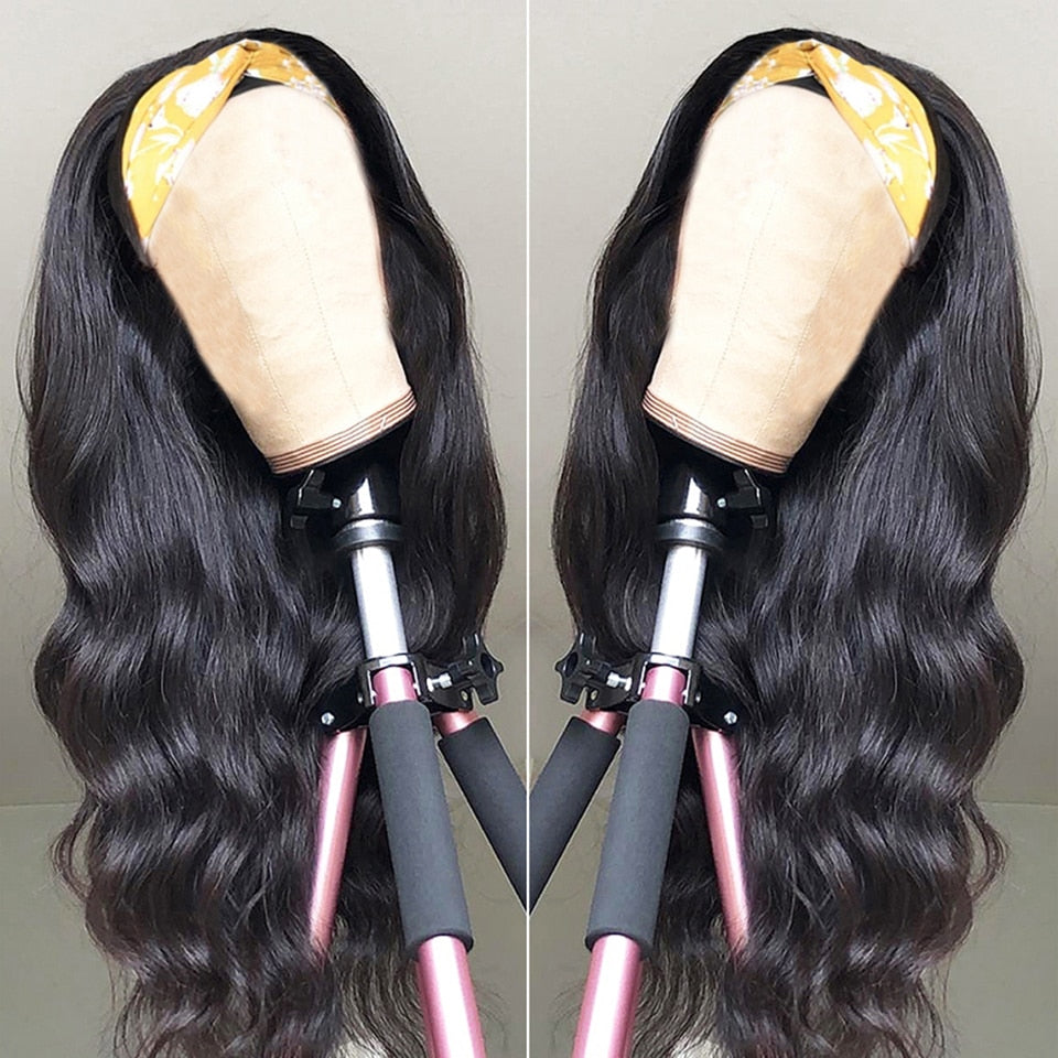 Brazilian Body Wave Headband Wig Human Hair Scarf Wig For Women