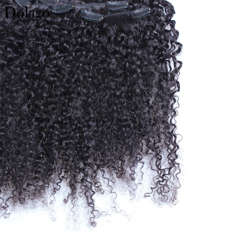 3B 3C Afro Kinky Curly Clip In Hair Extensions Human Hair Full Head Sets