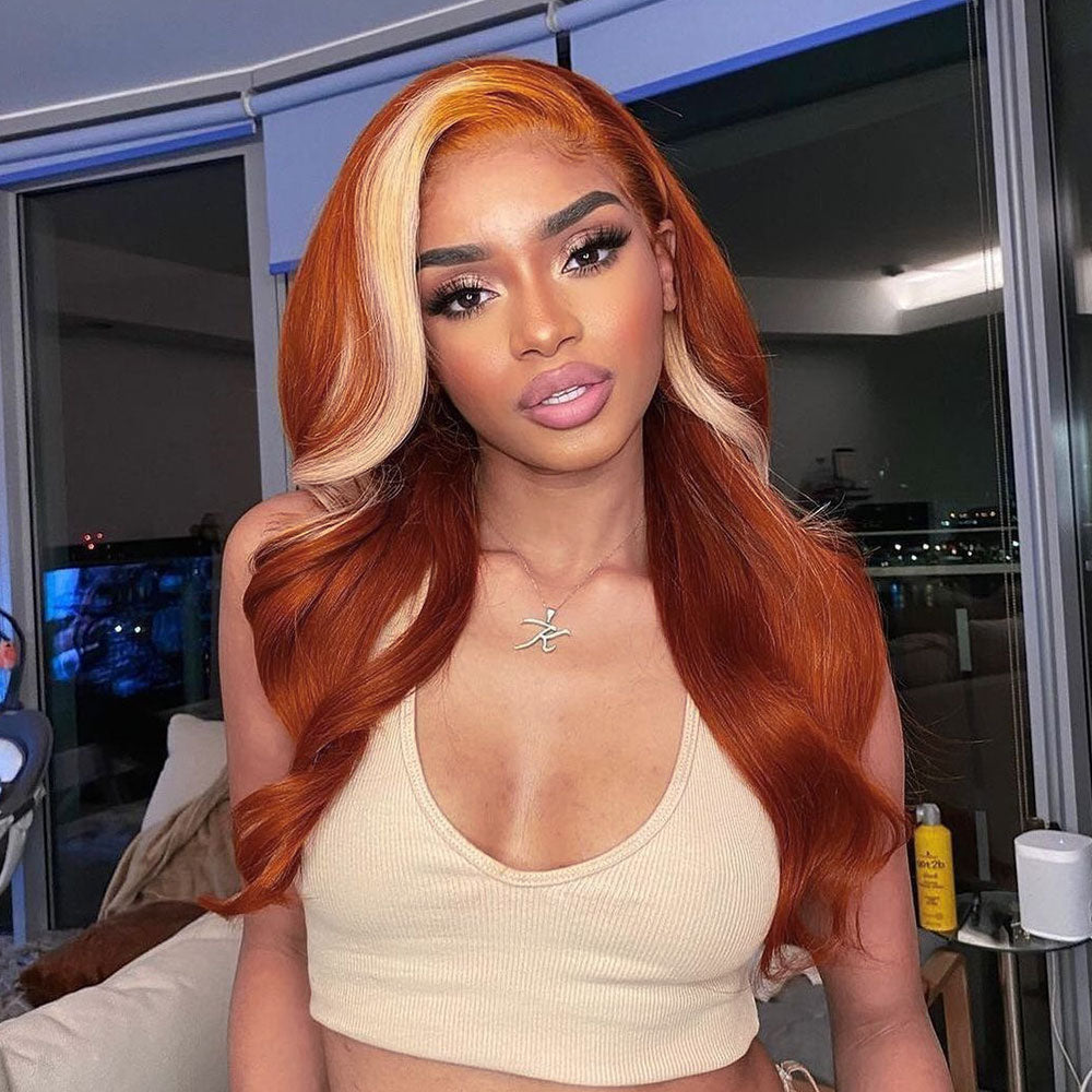 HD Lace Long Body Wave Highlight Ginger 613 Blonde Human Hair Wig| Natural Hairline