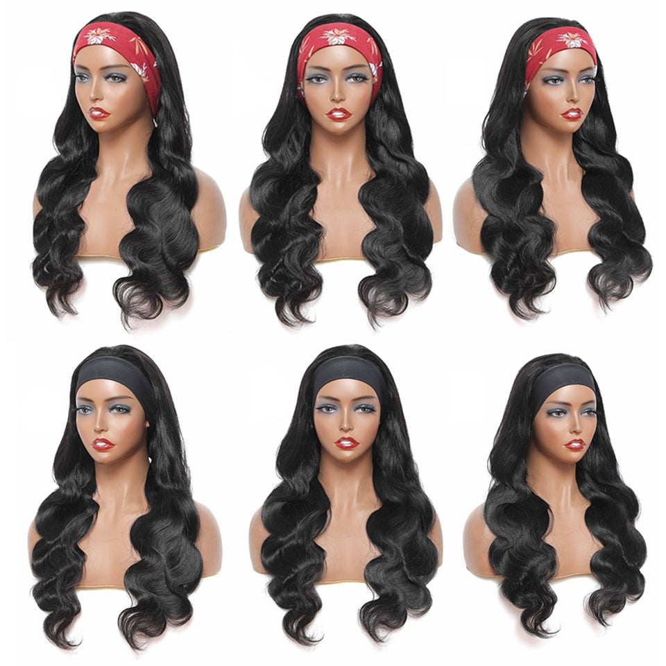 Brazilian Body Wave Headband Wig Human Hair Scarf Wig For Women