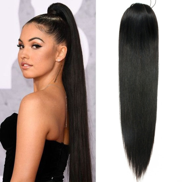 Natural Wavy Brazilian Human Hair Ponytail |Afro Clip In Extensions