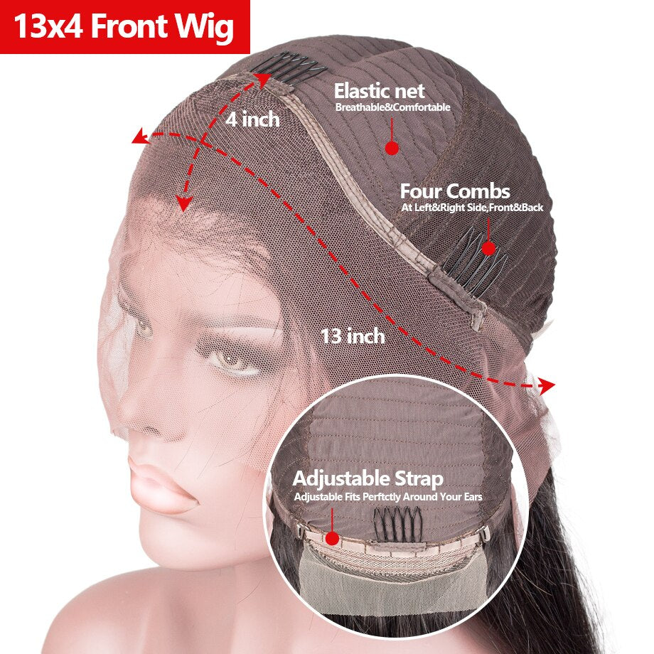 30 32 Inch Deep Wave Curly Human Hair Lace Frontal Wigs