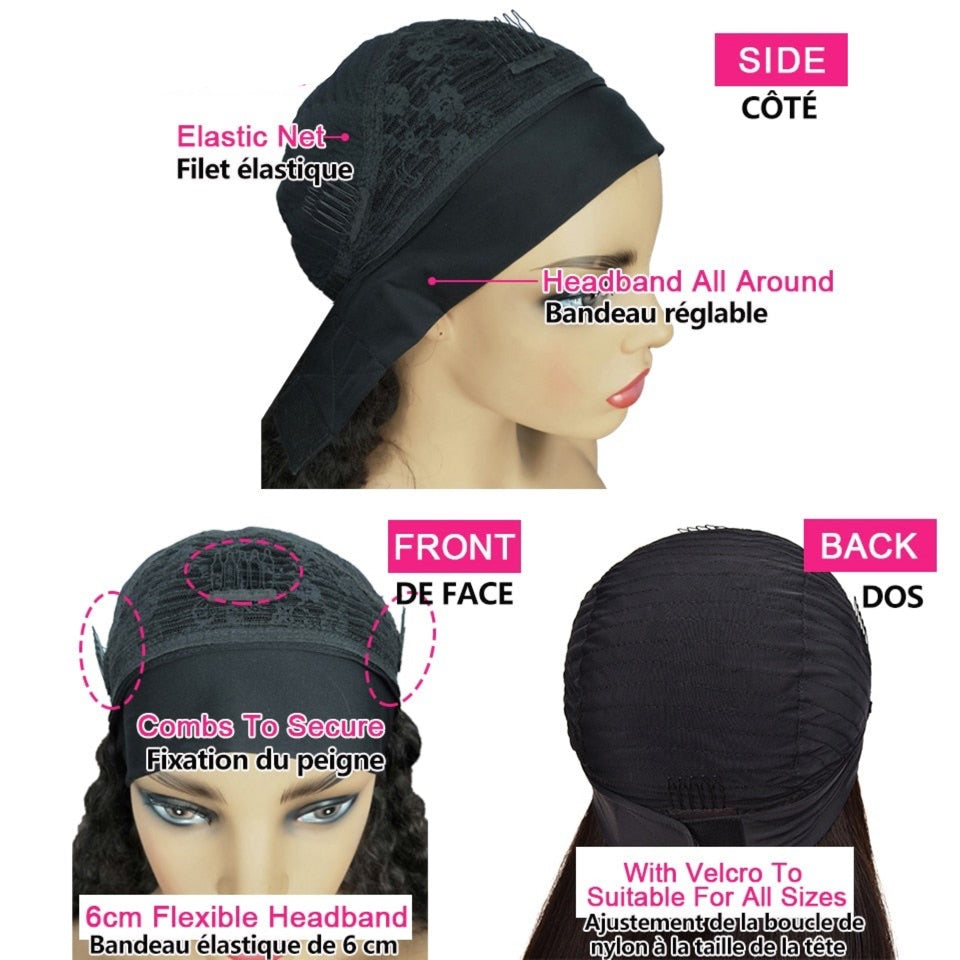 Highlight Water Wave Headband Human Hair Wigs