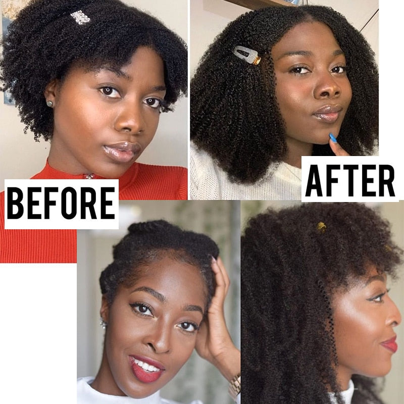 4B 4C Afro Kinky Curly Clip In Human Hair Extension Bundle