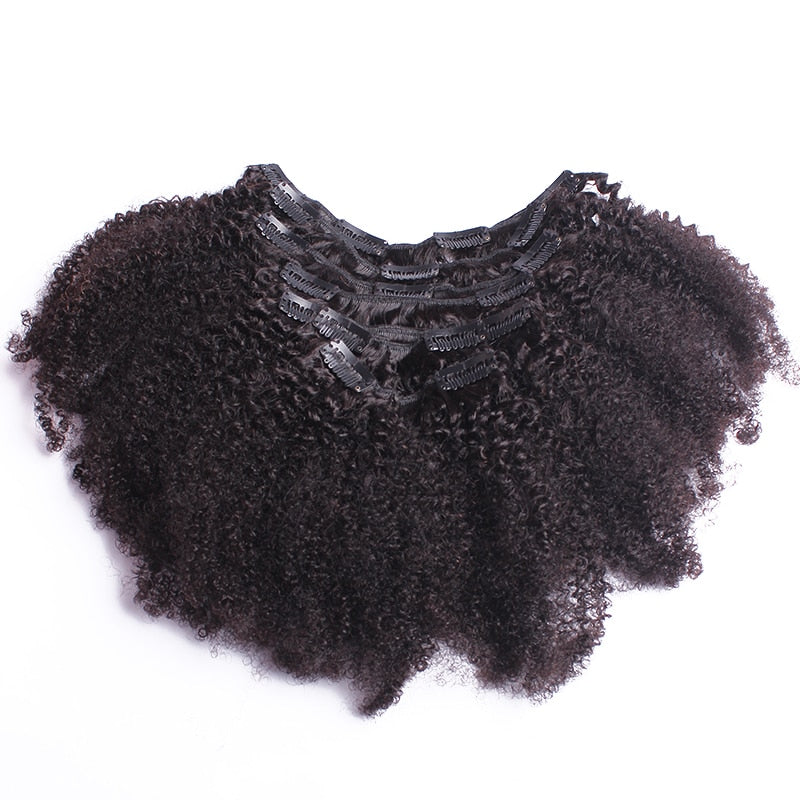 4B 4C Afro Kinky Curly Clip In Human Hair Extension Bundle