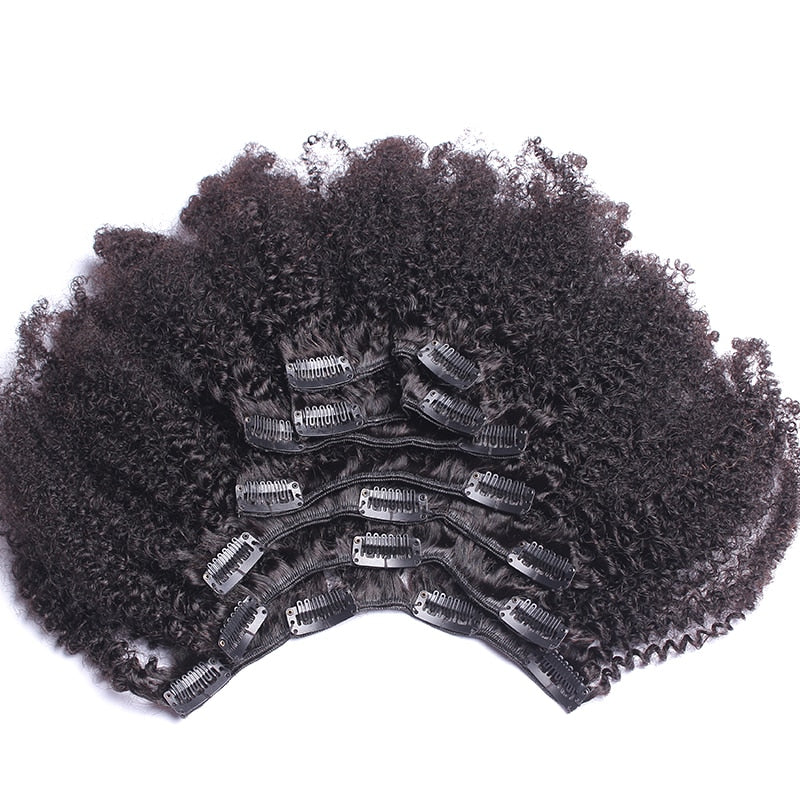 4B 4C Afro Kinky Curly Clip In Human Hair Extension Bundle
