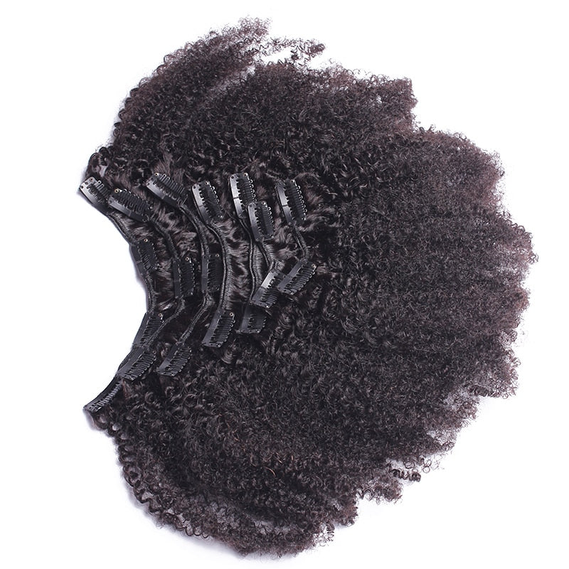 4B 4C Afro Kinky Curly Clip In Human Hair Extension Bundle