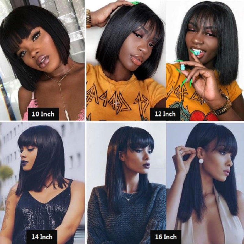 Long Straight 32inch Hair Wig With Fringe Bangs|Silky Hair| Bob Wigs