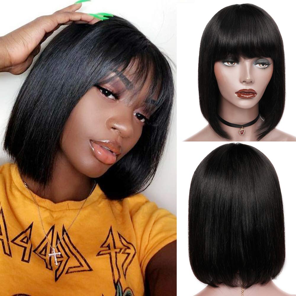Long Straight 32inch Hair Wig With Fringe Bangs|Silky Hair| Bob Wigs