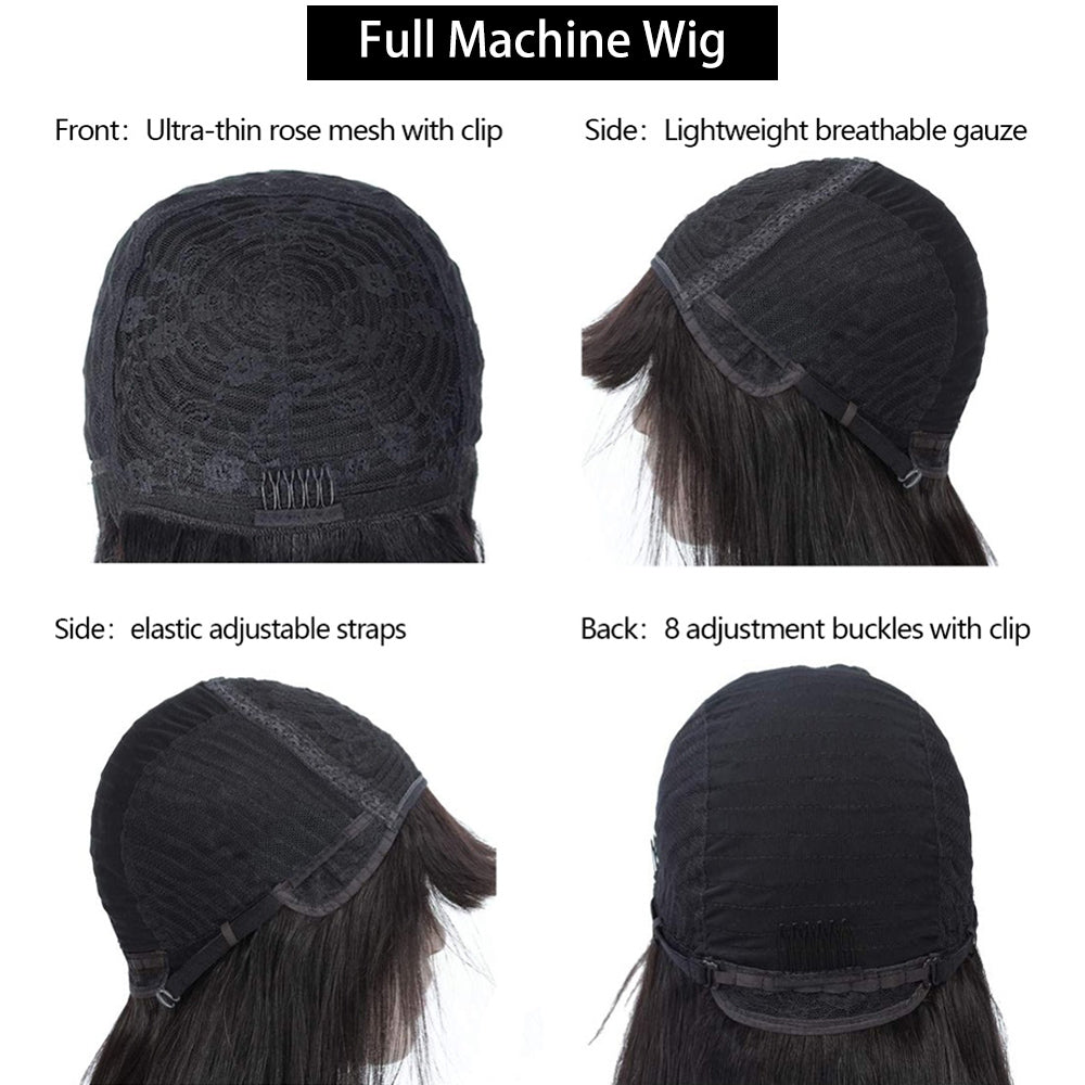 Bob Curly Highlight Brown Colored Brazilian Human Hair Wigs with Bangs