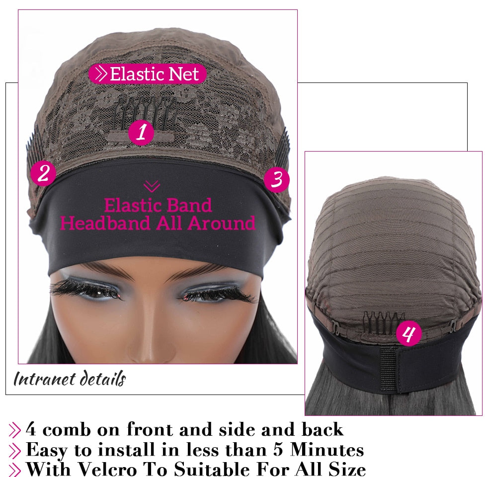 Deep Wave Curly Brazilian Human Hair Headband Wigs