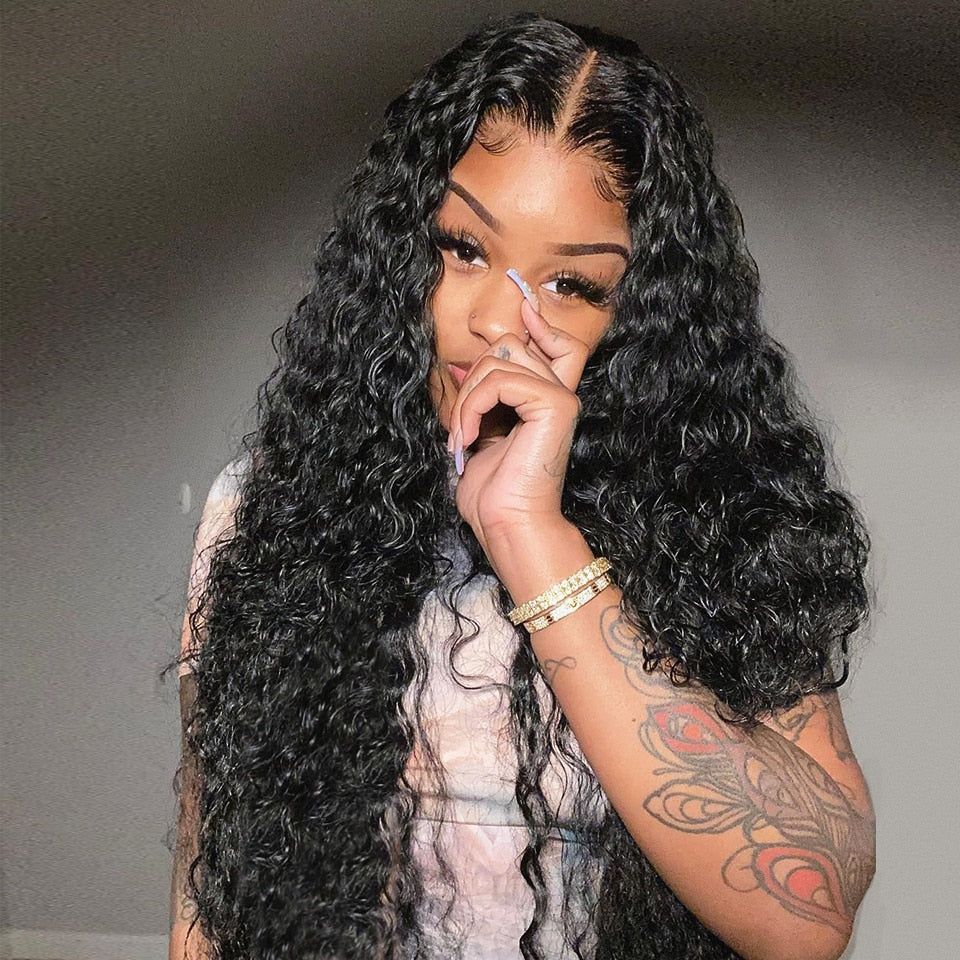 Long Deep Wave Lace Frontal Human Hair Wig