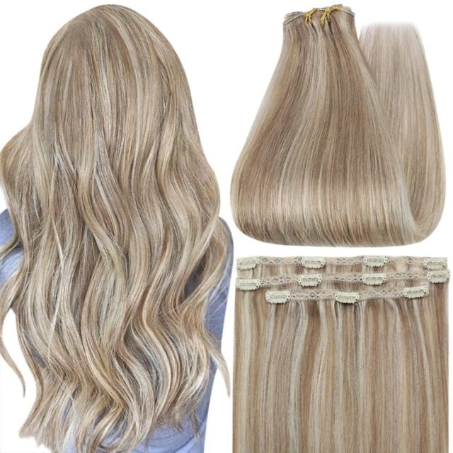 Ombre Color Human Hair Extensions 50 Grams Clip In Hair