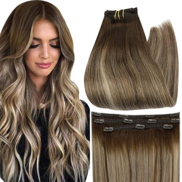 Ombre Color Human Hair Extensions 50 Grams Clip In Hair