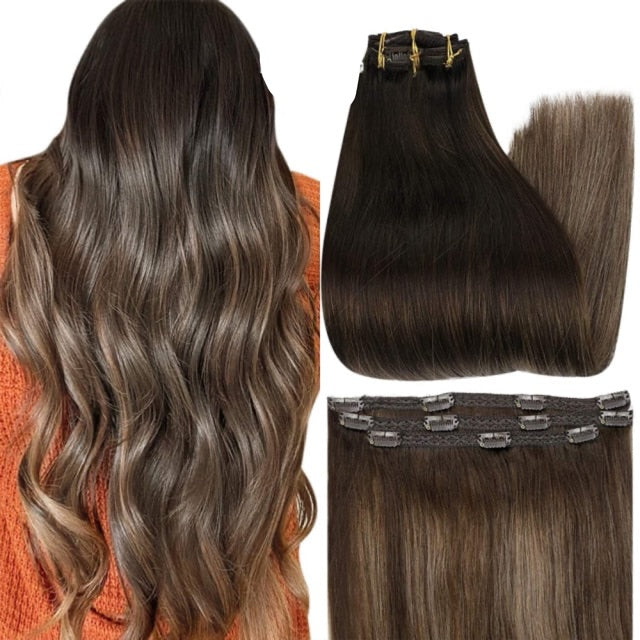 Ombre Color Human Hair Extensions 50 Grams Clip In Hair