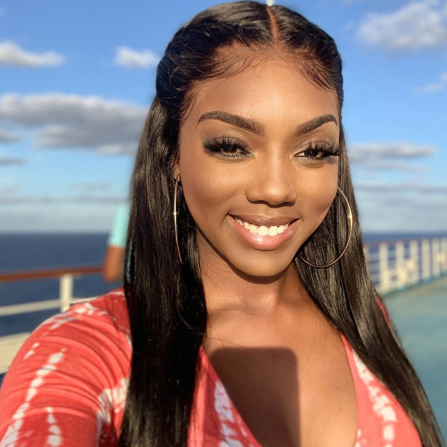 613 30inch Long Straight Human Hair Lace Front Wig |Natural Color