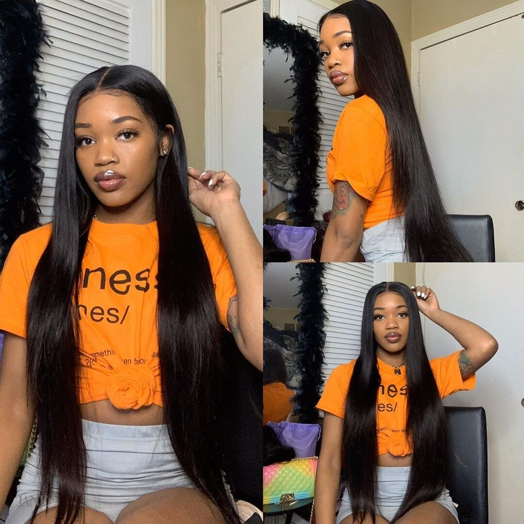 40inch Long Straight 13x4 Hd Lace Front Brazilian Human Hair Wig|250 Density