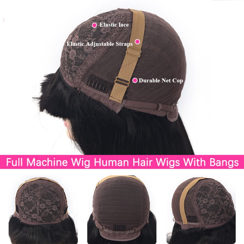 Afro Curly Blonde Human Hair Wigs With Bangs