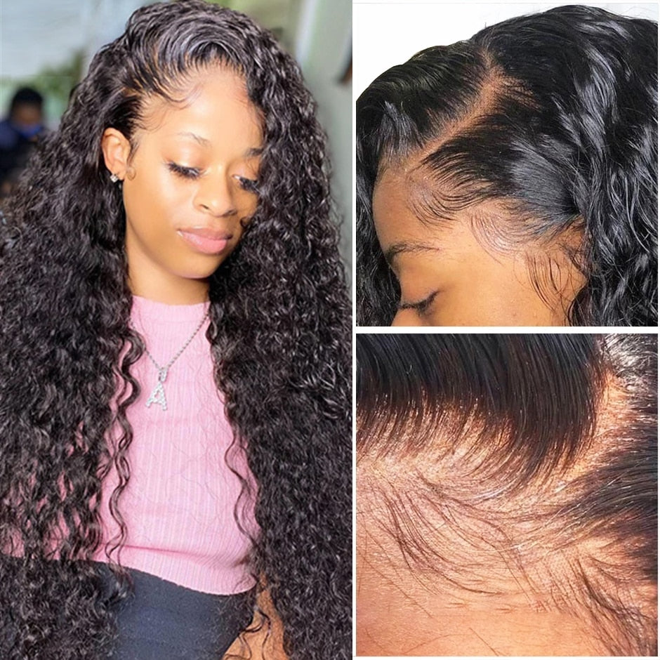 Long Deep Wave Lace Frontal Human Hair Wig