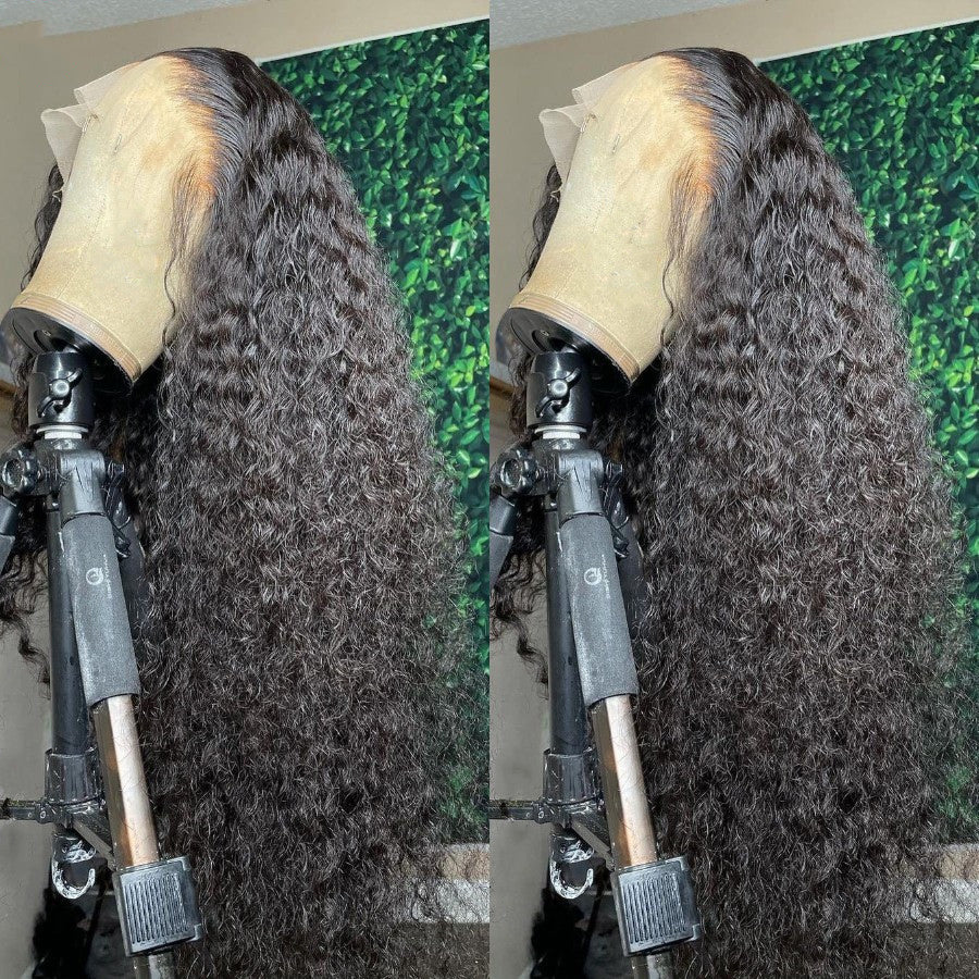 40inch Long Deep Wave HD Transparent Lace Frontal Human Hair Wig