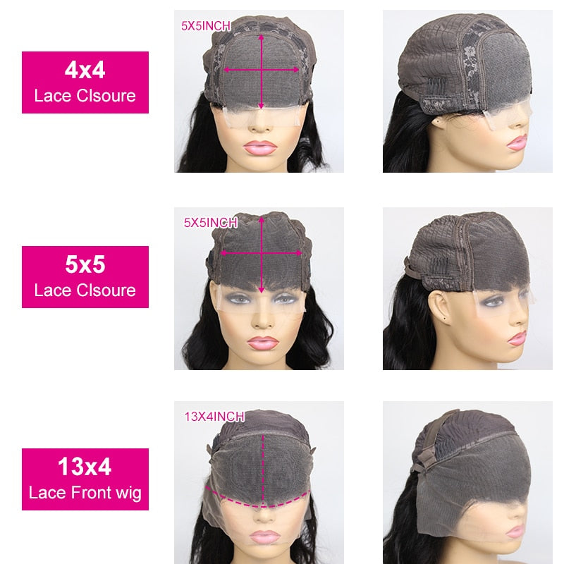 5x5 HD Lace Closure Straight Lace Frontal Human Hair Wigs