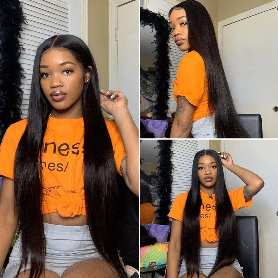 Long Straight 13x4 Lace Front Brazilian Human Hair Wigs 30-40 inch