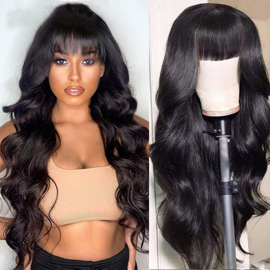 30Inch Body Wave Brazilian Human Hair Wigs With Bangs
